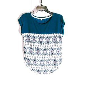 BLOUSE*SLEEVELESS*TEAL COLOR*AZTEC PRINT*WOMEN SIZE S*BY JOLT*NWOT.